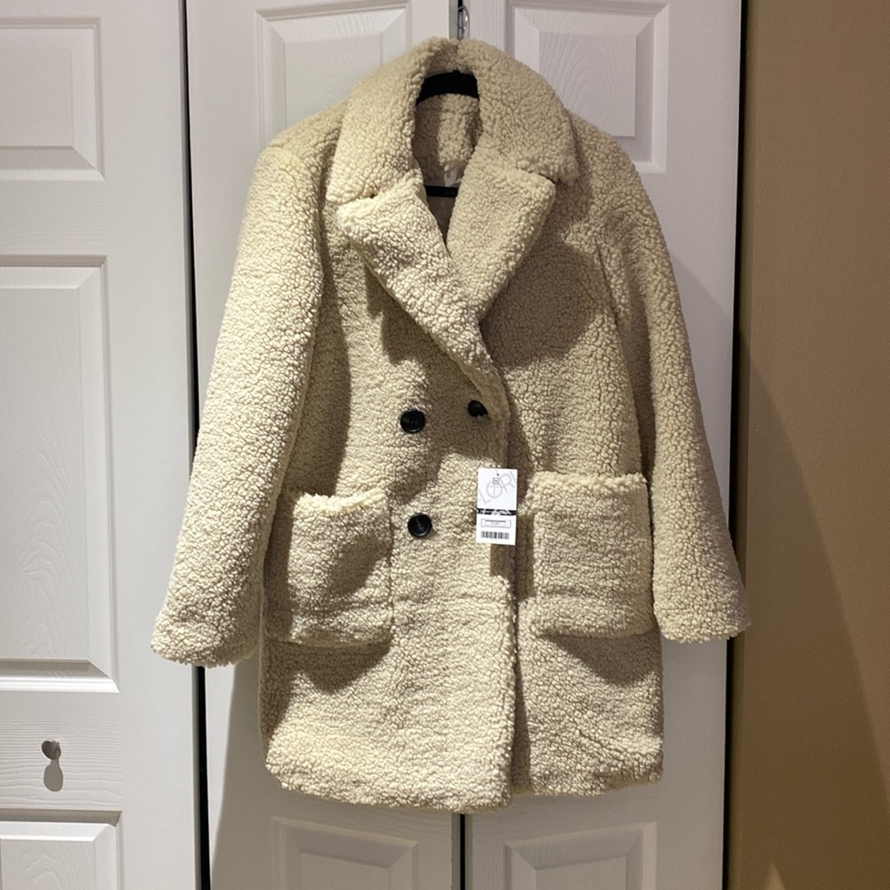 Boutique Teddy coat, beige, extra small, new with tags